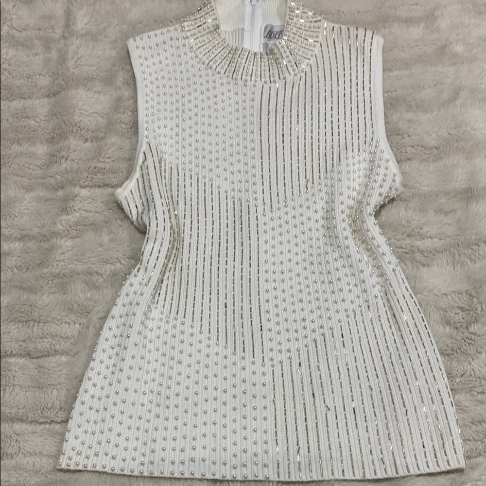 White Ribbed Sleeveless Fitted Tank Top
